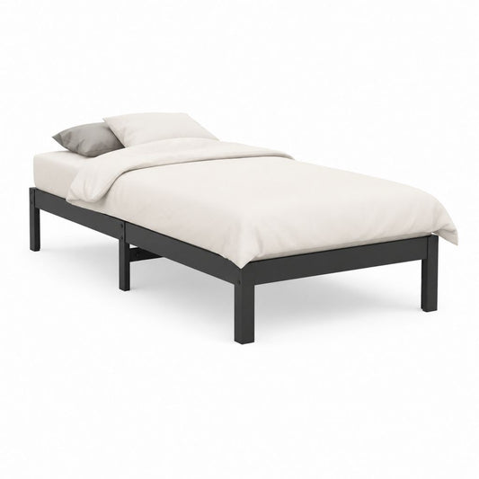 Cadre de lit simple en acier noir 90 x 190 cm