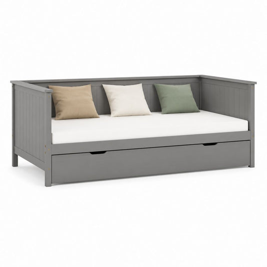 Lit banquette avec tiroir gris en pin massif 90 x 200 cm