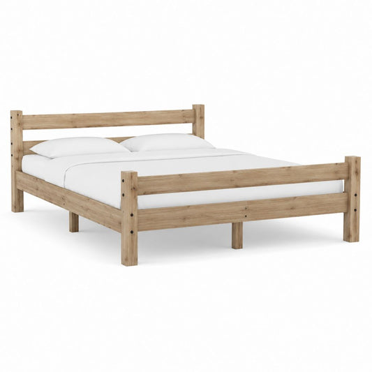 Lit double cadre de lit en pin massif naturel rectangulaire 160 x 200 cm